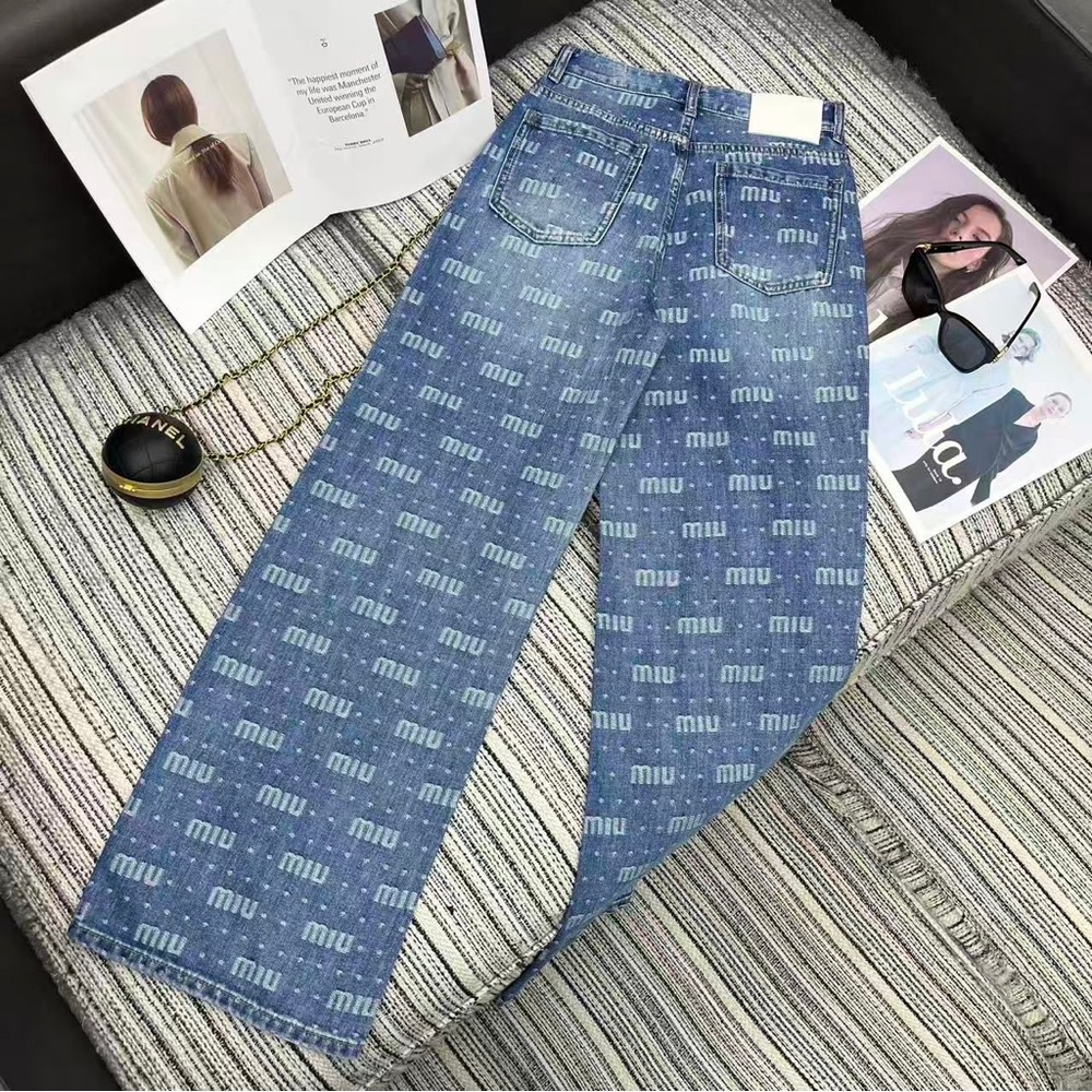 Miu Miu letter-shaped straight-leg jeans - Picture 3 of 7